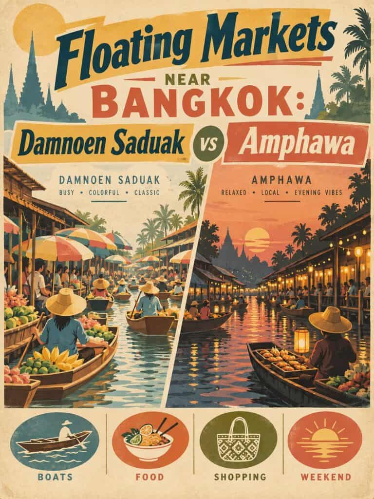 Floating Markets Near Bangkok: Damnoen Saduak vs Amphawa