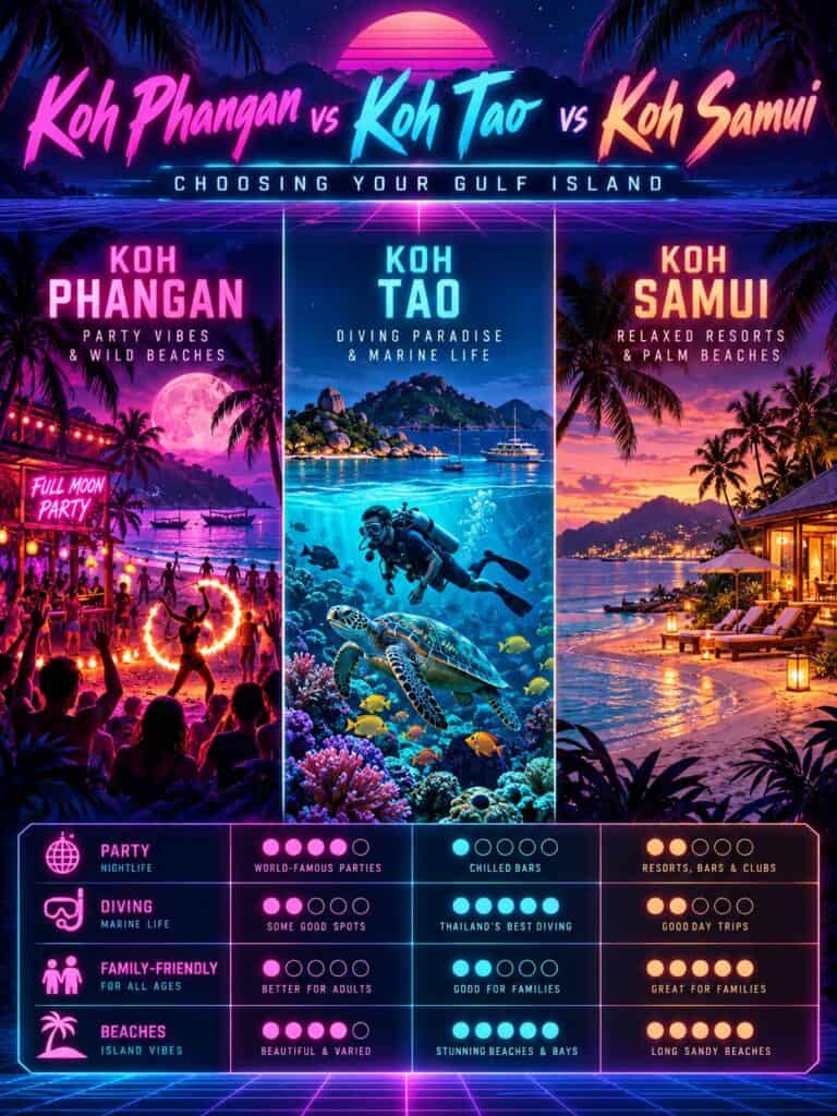 Koh Phangan vs Koh Tao vs Koh Samui: Choosing Your Gulf Island